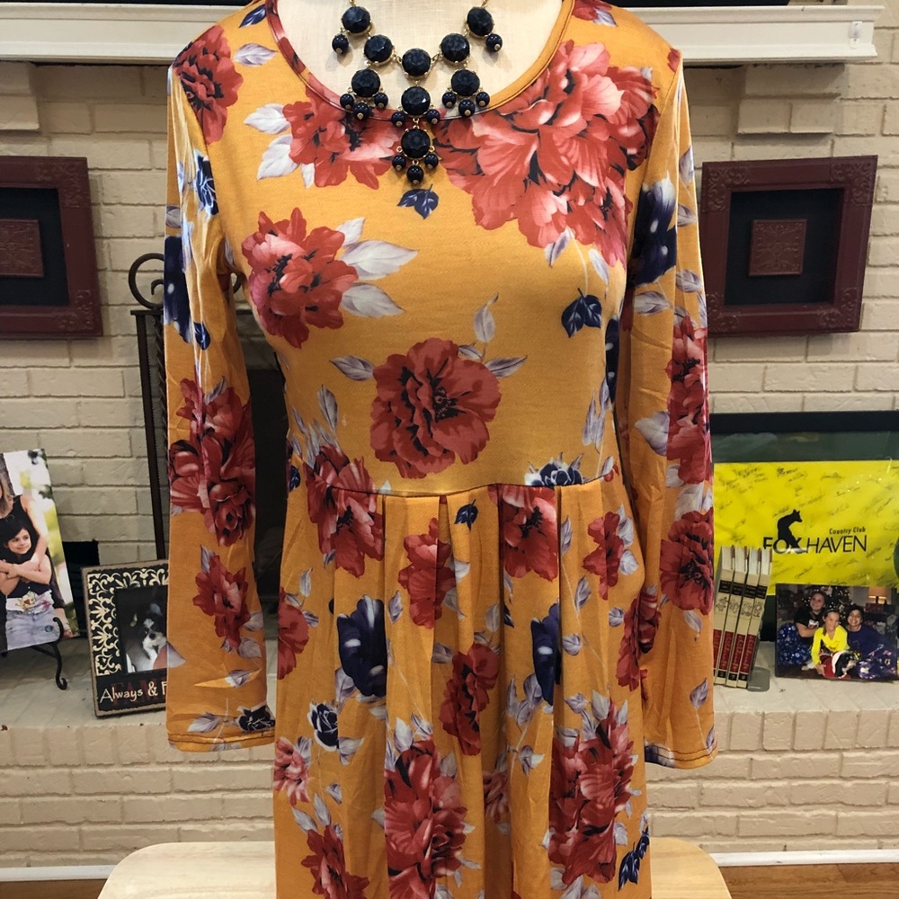 Mustard floral dress